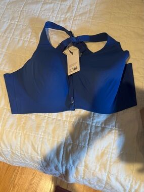 knix Front-Zip Sports Bra in Deep Blue